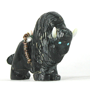 Authentic Native American Bison Fetish Carving by Zuni artist Jeffrey Yunie