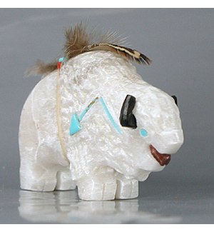 Ben Livingston Navajo alabaster bison Fetish Carving FT416