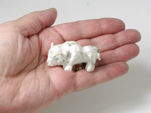 Authentic Native American alabaster Bison Fetish Carving by Zuni carver Chris Peina