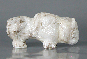 Authentic Native American alabaster Bison Fetish Carving by Zuni carver Chris Peina