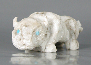 Authentic Native American alabaster Bison Fetish Carving by Zuni carver Chris Peina