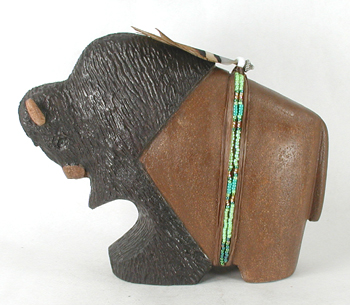 Authentic Native American Navajo Bison Fetish Carving by Harold Davidson
