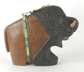 Authentic Native American Navajo Bison Fetish Carving by Harold Davidson
