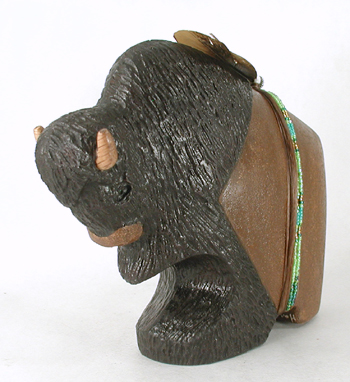 Authentic Native American Navajo Bison Fetish Carving by Harold Davidson