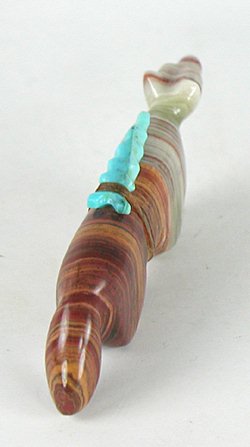 Authentic Native American Wolf Fetish carving of banded onyx by Zuni LoRae Lonasee