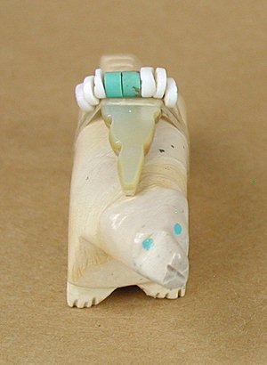 Authentic Native American Lion Fetish carving of fishrock by Zuni Wilford Cachini