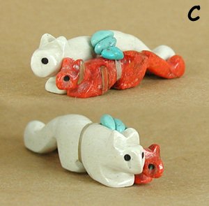 Authentic Native American Double Lion Fetish Carving by Zuni Cheryl Beyika