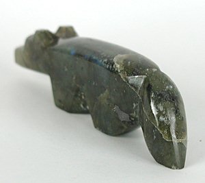 Authentic Native American Wolf fetish carving of Labradorite by Zuni artist Bernard Laiwakete
