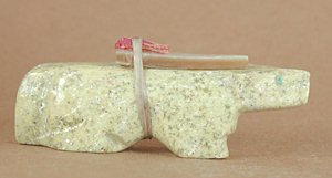 Authentic Native American Wolf Fetish carving of serpentine by Zuni Wilford Cachini