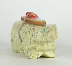 Authentic Native American Wolf Fetish carving of serpentine by Zuni Wilford Cachini