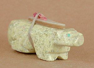 Authentic Native American Wolf Fetish carving of serpentine by Zuni Wilford Cachini