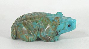 Authentic Native American Badger Fetish Carving from turquoise by Zuni Danette Laate