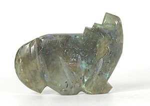 Authentic Zuni Wolf Fetish Carving of Labradorite by Bernard Laiwakete