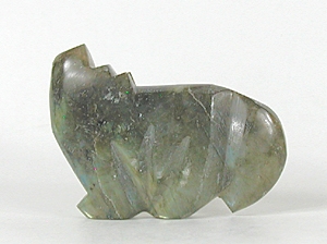 Authentic Zuni Wolf Fetish Carving of Labradorite by Bernard Laiwakete
