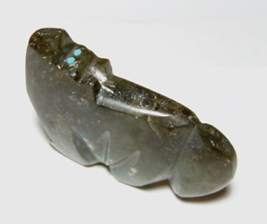 Authentic Zuni Wolf Fetish Carving of Labradorite by Bernard Laiwakete