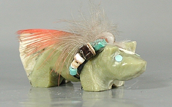 Authentic Native American Mountain Lion Fetish Carving from serpentine by Zuni Sampson Tulley