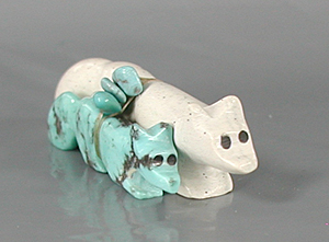 Authentic Native American Zuni Indian double Wolves by Cheryl Beyuka