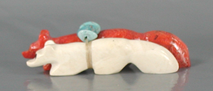 Authentic Native American Zuni Indian double Wolves by Cheryl Beyuka