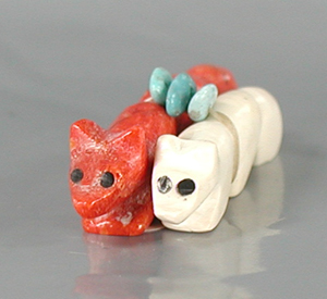 Authentic Native American Zuni Indian double Wolves by Cheryl Beyuka