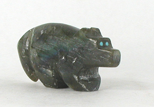 Authentic Native American Indian wolf Fetish carving by Zuni Bernard Laiwakete