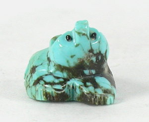 Authentic Native American Badger Fetish Carving from turquoise by Zuni Danette Laate
