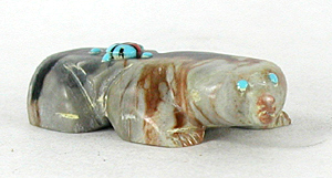 Authentic Native American Badger Fetish Carving of Picasso marble by Zuni Danette Laate