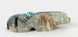 Authentic Native American Badger Fetish Carving of Picasso marble by Zuni Danette Laate