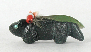 Authentic Native American Wolf Fetish Carving from serpentine by Navajo Sampson Tulley