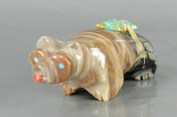 Authentic Native American Zuni Badger Fetish carving of Picasso marble by Rodney Peyketewa