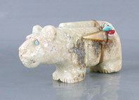 Authentic Native American Mountain Lion Fetish Carving from onyx by Navajo Herbert Davis