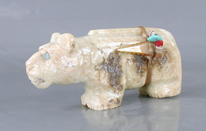 Authentic Native American Mountain Lion Fetish Carving from onyx by Navajo Herbert Davis