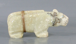 Authentic Native American Mountain Lion Fetish Carving from onyx by Navajo Herbert Davis