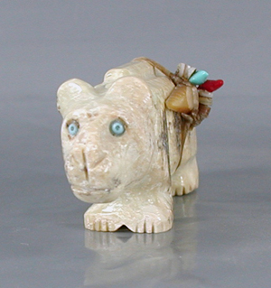 Authentic Native American Mountain Lion Fetish Carving from onyx by Navajo Herbert Davis