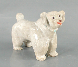 Authentic Native American Dog Fetish Carving from travertine by Zuni Freddie Leekya