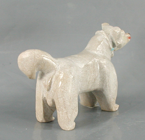 Authentic Native American Dog Fetish Carving from travertine by Zuni Freddie Leekya