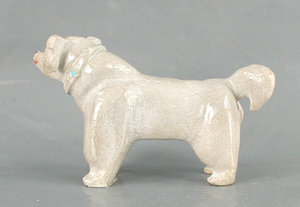 Authentic Native American Dog Fetish Carving from travertine by Zuni Freddie Leekya