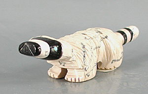 Authentic Native American Racoon Fetish Carving from serpentine by Zuni Suzette Lementino