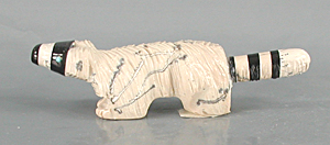 Authentic Native American Racoon Fetish Carving from serpentine by Zuni Suzette Lementino