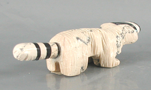 Authentic Native American Racoon Fetish Carving from serpentine by Zuni Suzette Lementino