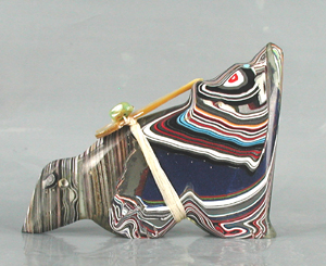 Zuni Coyote Fetish Carving from Fordite by Leland Boone and Daphne Quam
