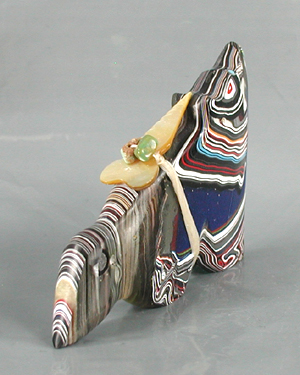 Zuni Coyote Fetish Carving from Fordite by Leland Boone and Daphne Quam