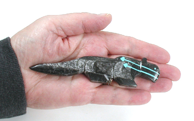 Zuni Mountain Lion Fetish Carving from orthocera by Kenrick Laiwakete