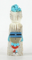 Authentic Native American Maiden Fetish Carving of antler with kachina and sunface of by Zuni Amery Cellicion