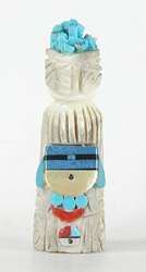 Authentic Native American Maiden Fetish Carving of antler with kachina and sunface of by Zuni Amery Cellicion