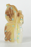 Authentic Native American Maiden Fetish Carving of mother of pearl and turquoise by Zuni Danette Laate