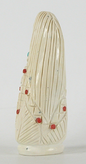 Authentic Native American Maiden Fetish Carving of dolomite, turquoise and coral by Zuni Michael Laweka