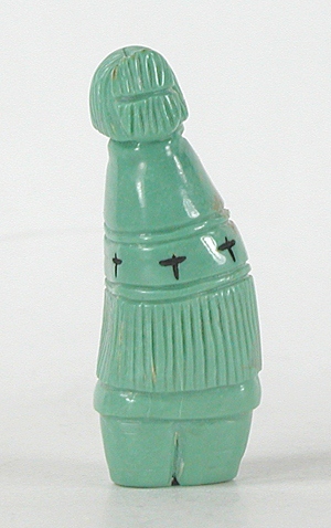 Authentic Native American Maiden Fetish Carving of Turquoise by Zuni Sally Quandelacy