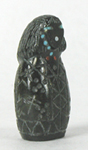 Maiden Fetish Carving of Jet with turquoise and coral power spots