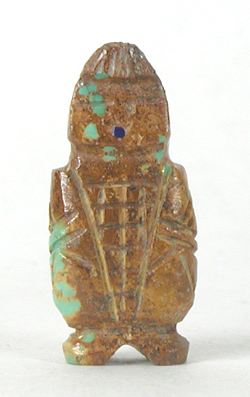 Maiden Fetish Carving of Turquoise with turquoise and coral power spots
