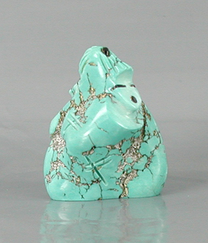 authentic Native American Butterfly authentic Native American Twin Isleta Maiden Fetish Carving of Turquoise with jet eyes, mouth and power spot by Zuni carver Ed Lementino with jet eyes, mouth and power spot by Zuni carver Ed Lementino